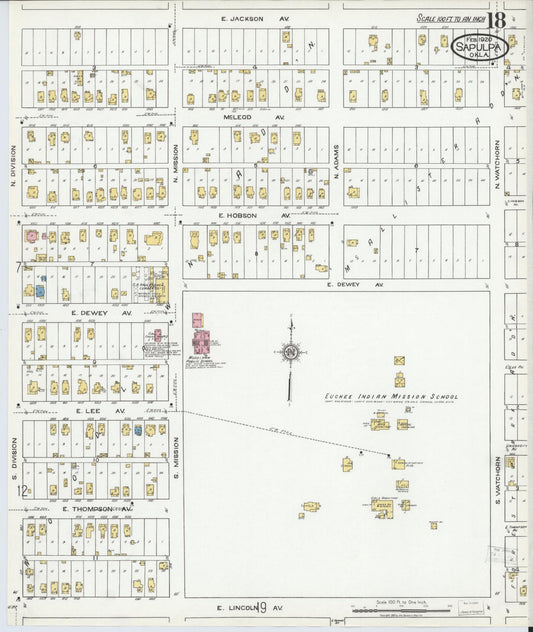 Sanborn Fire Insurance Map from Sapulpa, Creek County, Oklahoma (1920), Sheet #0018 - Historic Sanborn Fire Insurance Map Print, vintage old map wall art, antique decor, genealogy gift, Oklahoma Oklahoma map