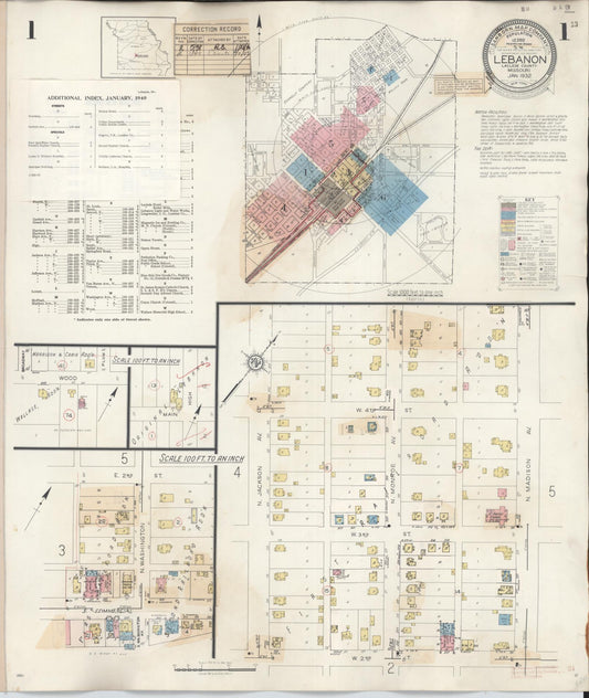 Sanborn Fire Insurance Map from Lebanon, Laclede County, Missouri (1949), Sheet #0001 - Historic Sanborn Fire Insurance Map Print, vintage old map wall art, antique decor, genealogy gift, Missouri Missouri map