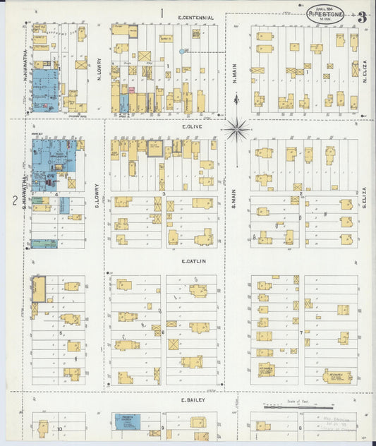 Sanborn Fire Insurance Map from Pipestone, Pipestone County, Minnesota (1904), Sheet #0003 - Historic Sanborn Fire Insurance Map Print, vintage old map wall art, antique decor, genealogy gift, Minnesota Minnesota map