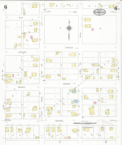 Sanborn Fire Insurance Map from Humboldt, Allen County, Kansas (1927), Sheet #0006 - Complete Map Set gallery image, historic Sanborn map, vintage wall art, Kansas Kansas