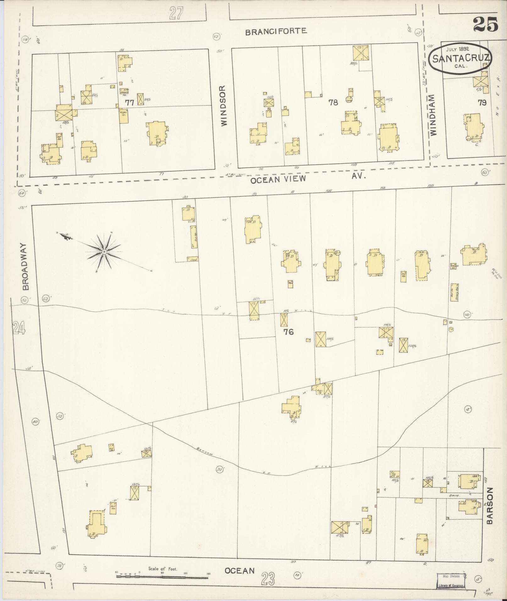 Sanborn Fire Insurance Map from Santa Cruz, Santa Cruz County, California (1892), Sheet #0025 - Complete Map Set gallery image, historic Sanborn map, vintage wall art, California California