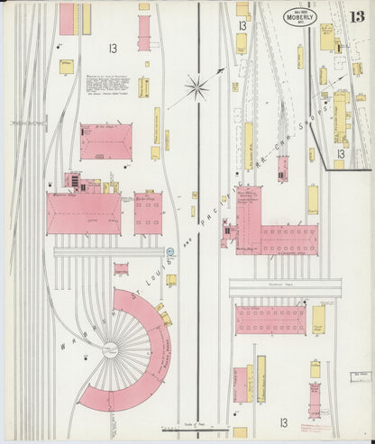 Sanborn Fire Insurance Map from Moberly, Randolph County, Missouri (1899), Sheet #0013 - Historic Sanborn Fire Insurance Map Print, vintage old map wall art, antique decor, genealogy gift, Missouri Missouri map