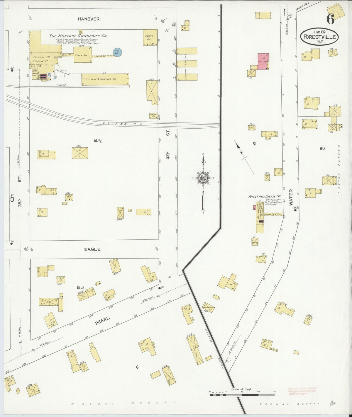Sanborn Fire Insurance Map from Forestville, Chautauqua County, New York (1912), Sheet #0006 - Historic Sanborn Fire Insurance Map Print, vintage old map wall art, antique decor, genealogy gift, New York New York map