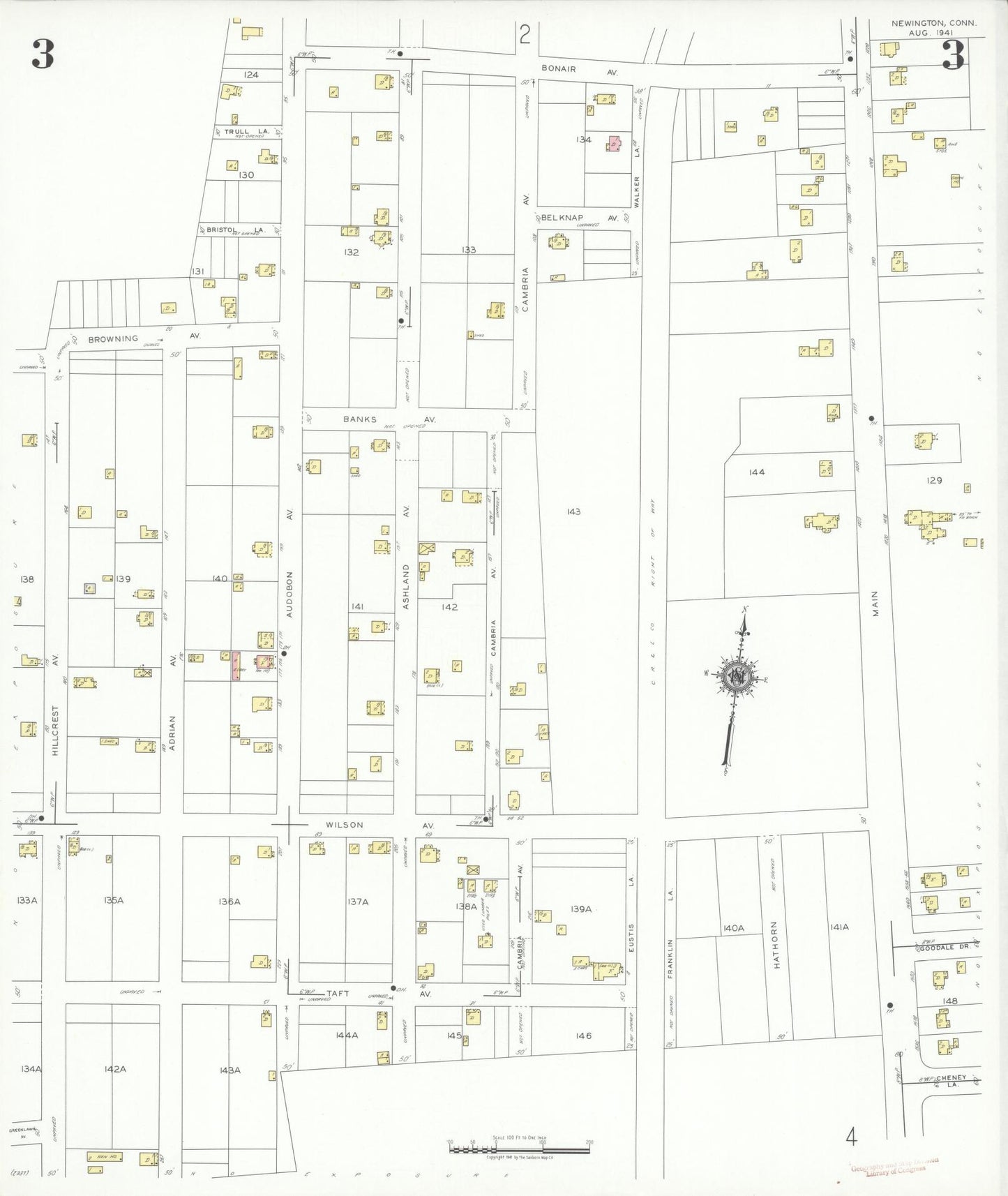 Sanborn Fire Insurance Map from Newington, Hartford County, Connecticut (1941), Sheet #0003 - Complete Map Set gallery image, historic Sanborn map, vintage wall art, Connecticut Connecticut