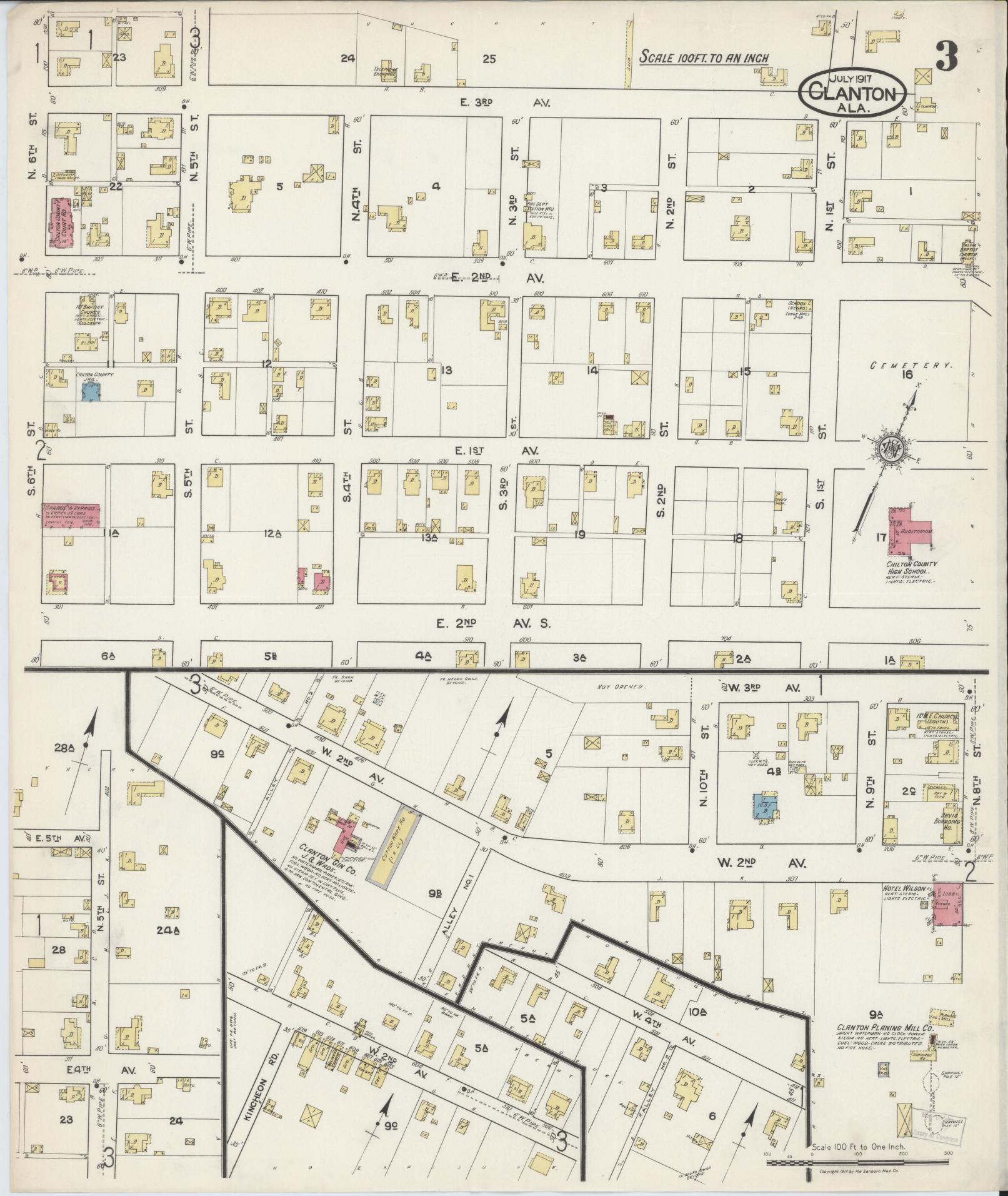 Sanborn Fire Insurance Map from Clanton, Chilton County, Alabama (1917 ...