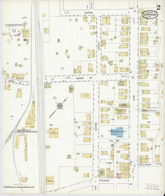 Sanborn Fire Insurance Map from Clarendon, Warren County, Pennsylvania (1912), Sheet #0002 - Historic Sanborn Fire Insurance Map Print, vintage old map wall art, antique decor, genealogy gift, Pennsylvania Pennsylvania map