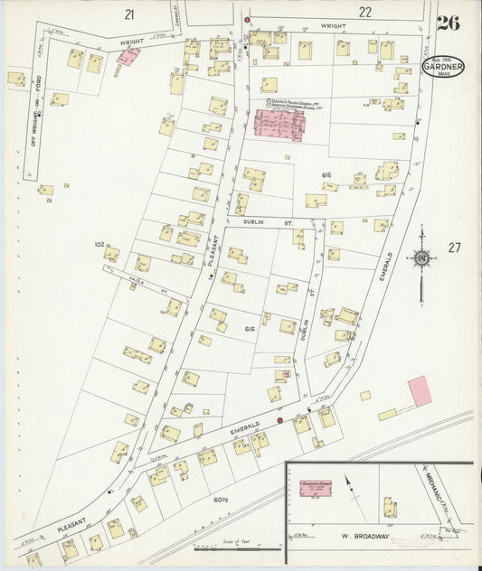 Sanborn Fire Insurance Map from Gardner, Worcester County, Massachusetts (1914), Sheet #0026 - Historic Sanborn Fire Insurance Map Print, vintage old map wall art, antique decor, genealogy gift, Massachusetts Massachusetts map