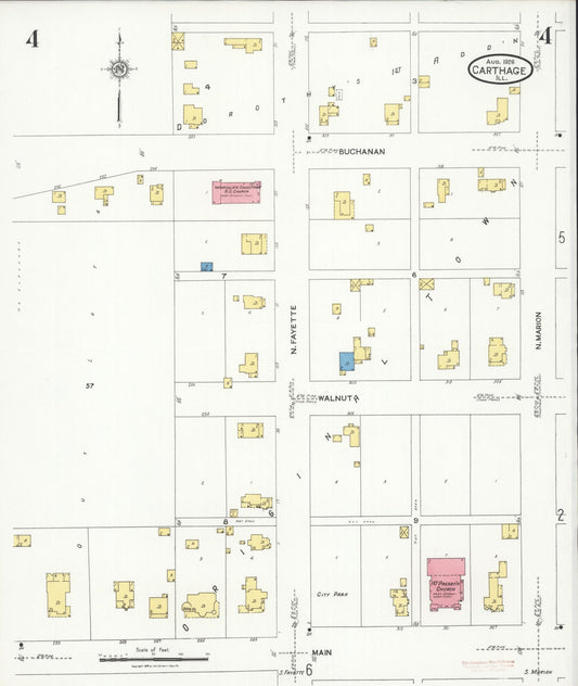 Sanborn Fire Insurance Map from Carthage, Hancock County, Illinois (1926), Sheet #0004 - Historic Sanborn Fire Insurance Map Print, vintage old map wall art, antique decor, genealogy gift, Illinois Illinois map