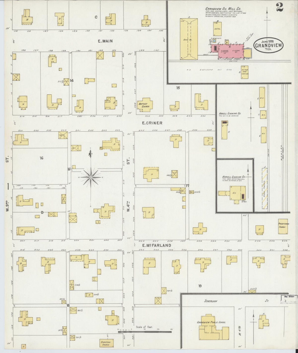Sanborn Fire Insurance Map from Grandview, Johnson County, Texas (1898), Sheet #0002 - Complete Map Set gallery image, historic Sanborn map, vintage wall art, Texas Texas