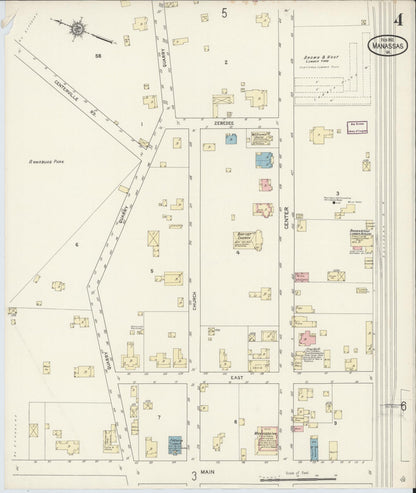 Sanborn Fire Insurance Map from Manassas, Independent Cities, Virginia (1912), Sheet #0004 - Complete Map Set gallery image, historic Sanborn map, vintage wall art, Virginia Virginia