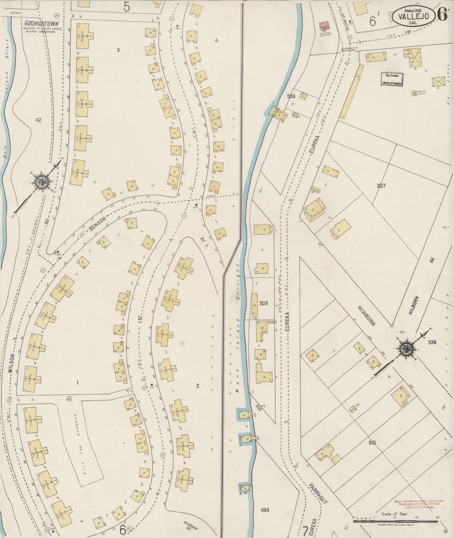 Sanborn Fire Insurance Map from Vallejo, Solano County, California (1919), Sheet #0006 - Complete Map Set gallery image, historic Sanborn map, vintage wall art, California California