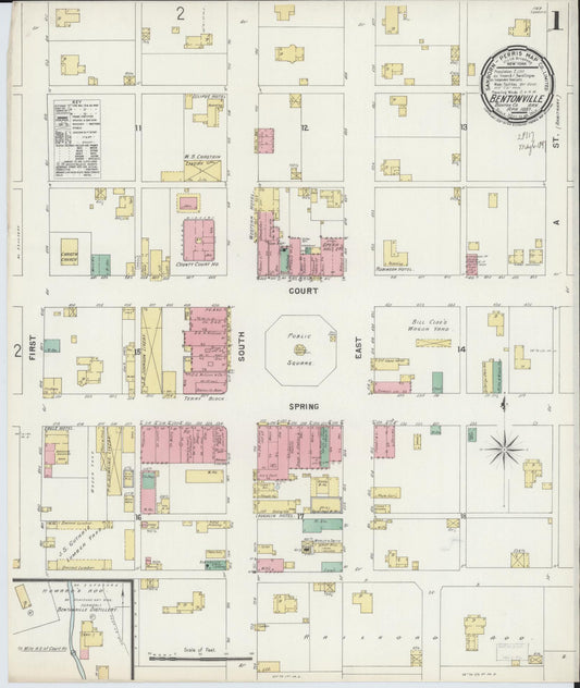 Sanborn Fire Insurance Map from Bentonville, Benton County, Arkansas. (1897) – Historic Sanborn Fire Insurance Map Print