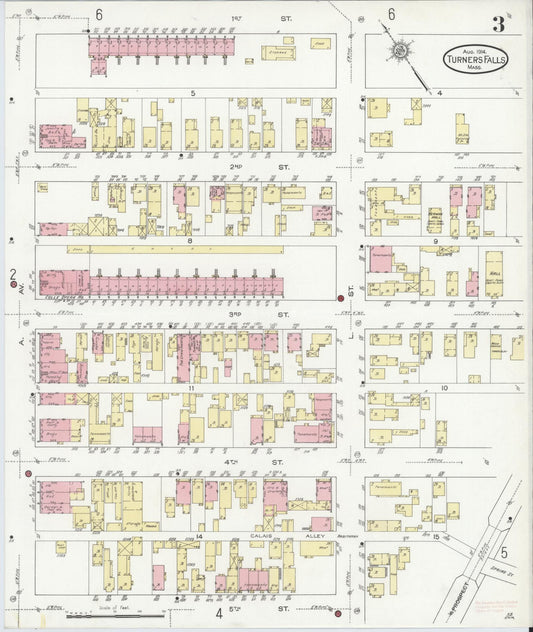 Sanborn Fire Insurance Map from Turners Falls, Franklin County, Massachusetts (1914), Sheet #0003 - Historic Sanborn Fire Insurance Map Print, vintage old map wall art, antique decor, genealogy gift, Massachusetts Massachusetts map