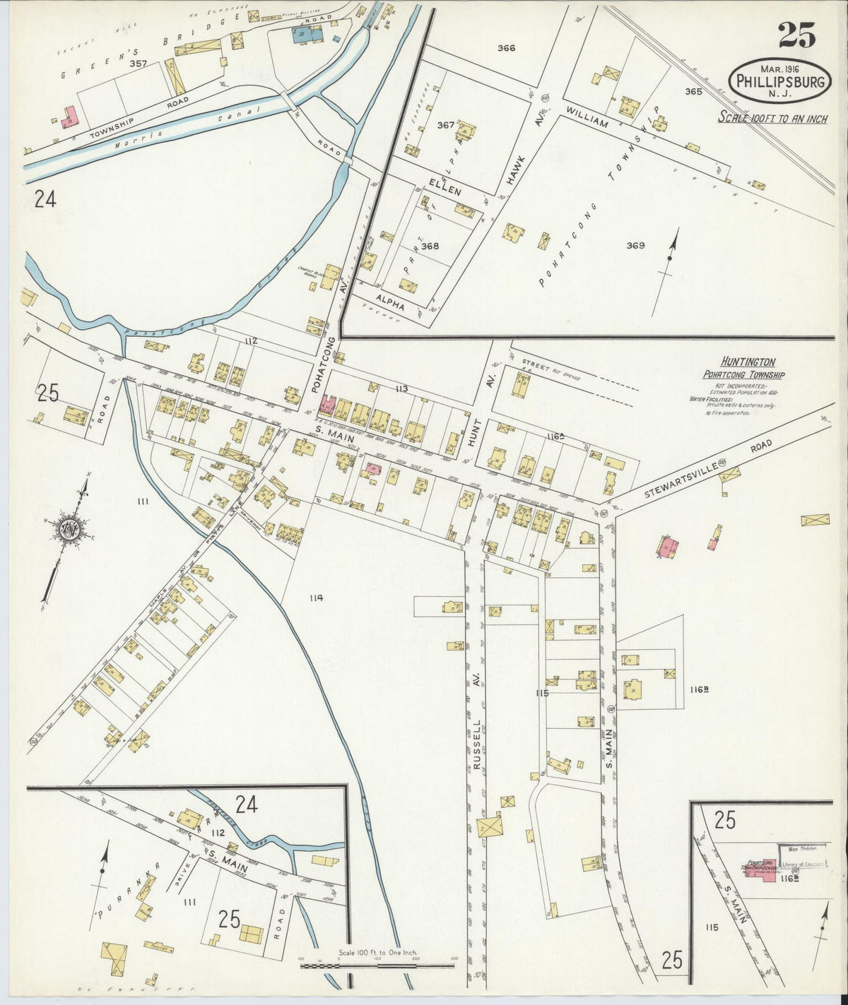 Sanborn Fire Insurance Map from Phillipsburg, Warren County, New Jersey (1916), Sheet #0025 - Complete Map Set gallery image, historic Sanborn map, vintage wall art, New Jersey New Jersey