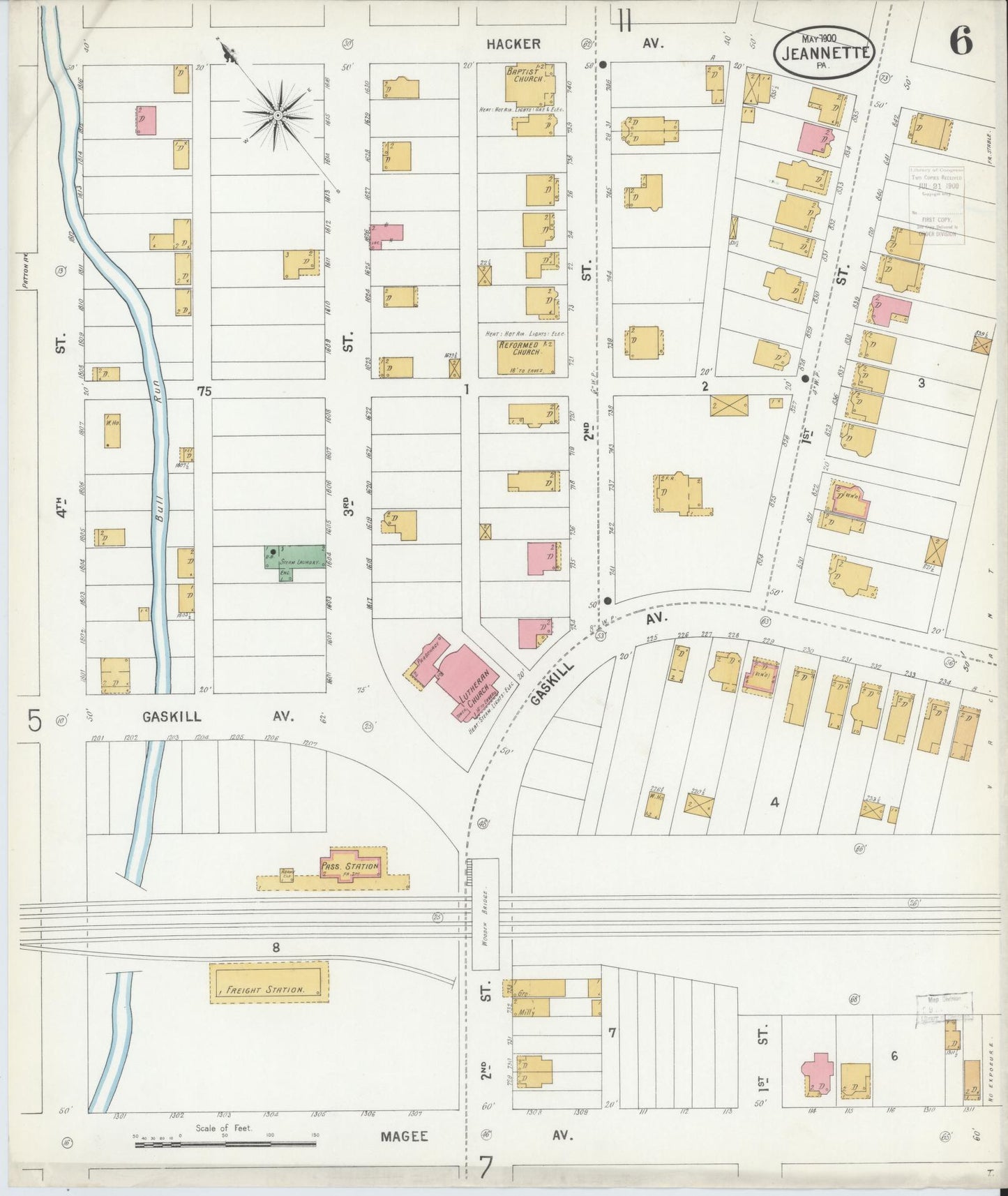 Sanborn Fire Insurance Map from Jeannette, Westmoreland County, Pennsylvania (1900), Sheet #0006 - Complete Map Set gallery image, historic Sanborn map, vintage wall art, Pennsylvania Pennsylvania