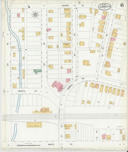 Sanborn Fire Insurance Map from Jeannette, Westmoreland County, Pennsylvania (1900), Sheet #0006 - Complete Map Set gallery image, historic Sanborn map, vintage wall art, Pennsylvania Pennsylvania