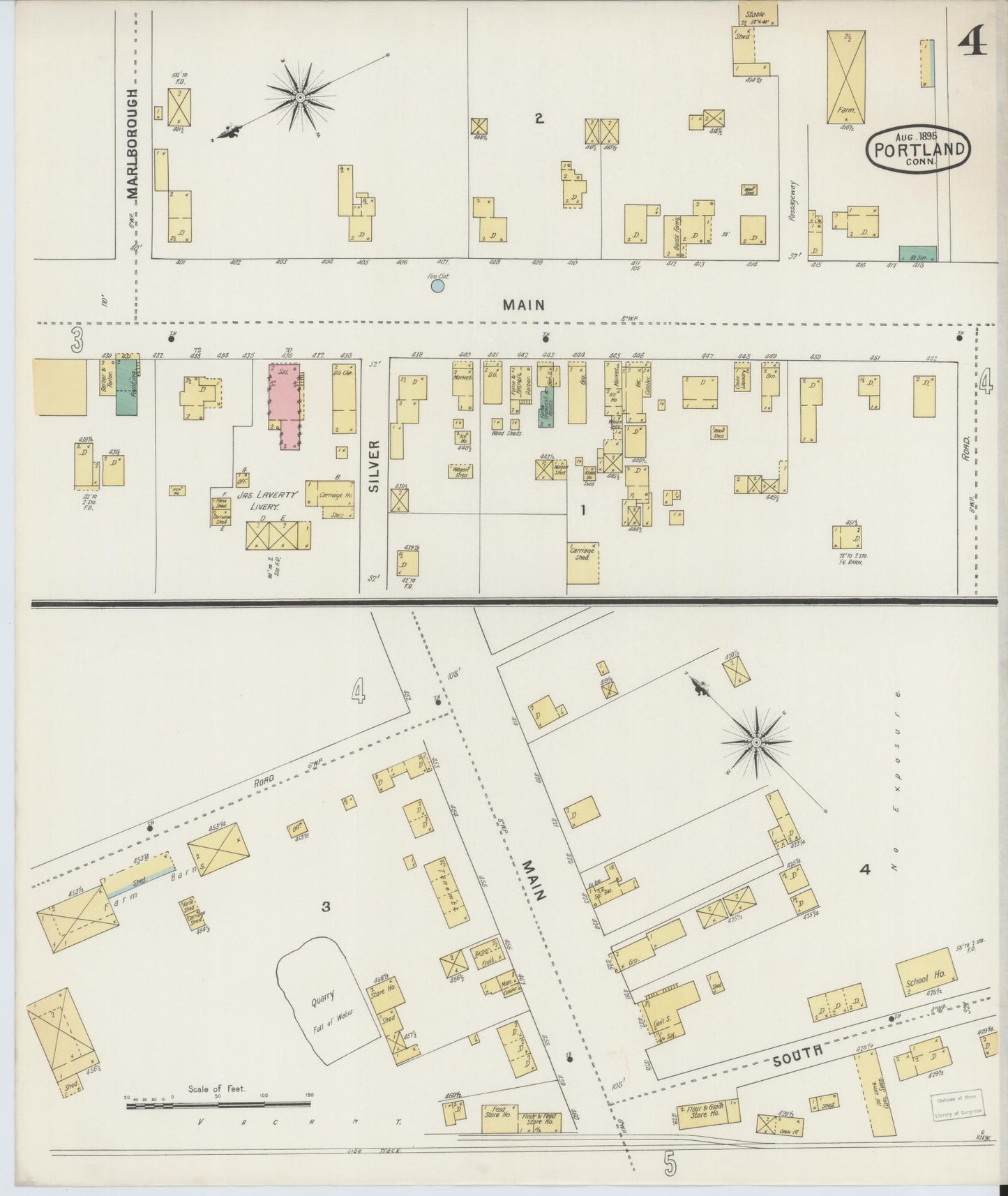 Sanborn Fire Insurance Map from Portland, Middlesex County, Connecticut (1895), Sheet #0004 - Complete Map Set gallery image, historic Sanborn map, vintage wall art, Connecticut Connecticut