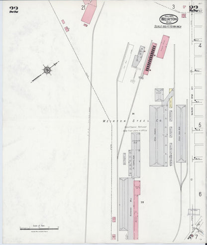 Sanborn Fire Insurance Map from Weirton, Hancock County, West Virginia (1923), Sheet #0022 - Complete Map Set gallery image, historic Sanborn map, vintage wall art, West Virginia West Virginia