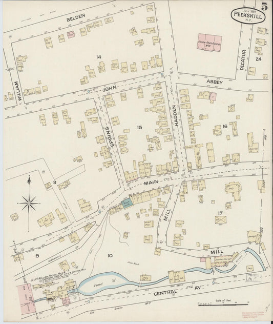 Sanborn Fire Insurance Map from Peekskill, Westchester County, New York (1887), Sheet #0005 - Historic Sanborn Fire Insurance Map Print, vintage old map wall art, antique decor, genealogy gift, New York New York map