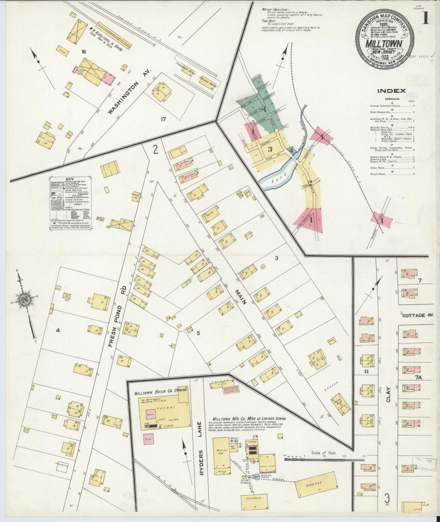 Sanborn Fire Insurance Map from Milltown, Middlesex County, New Jersey. (1910) – Historic Sanborn Fire Insurance Map Print