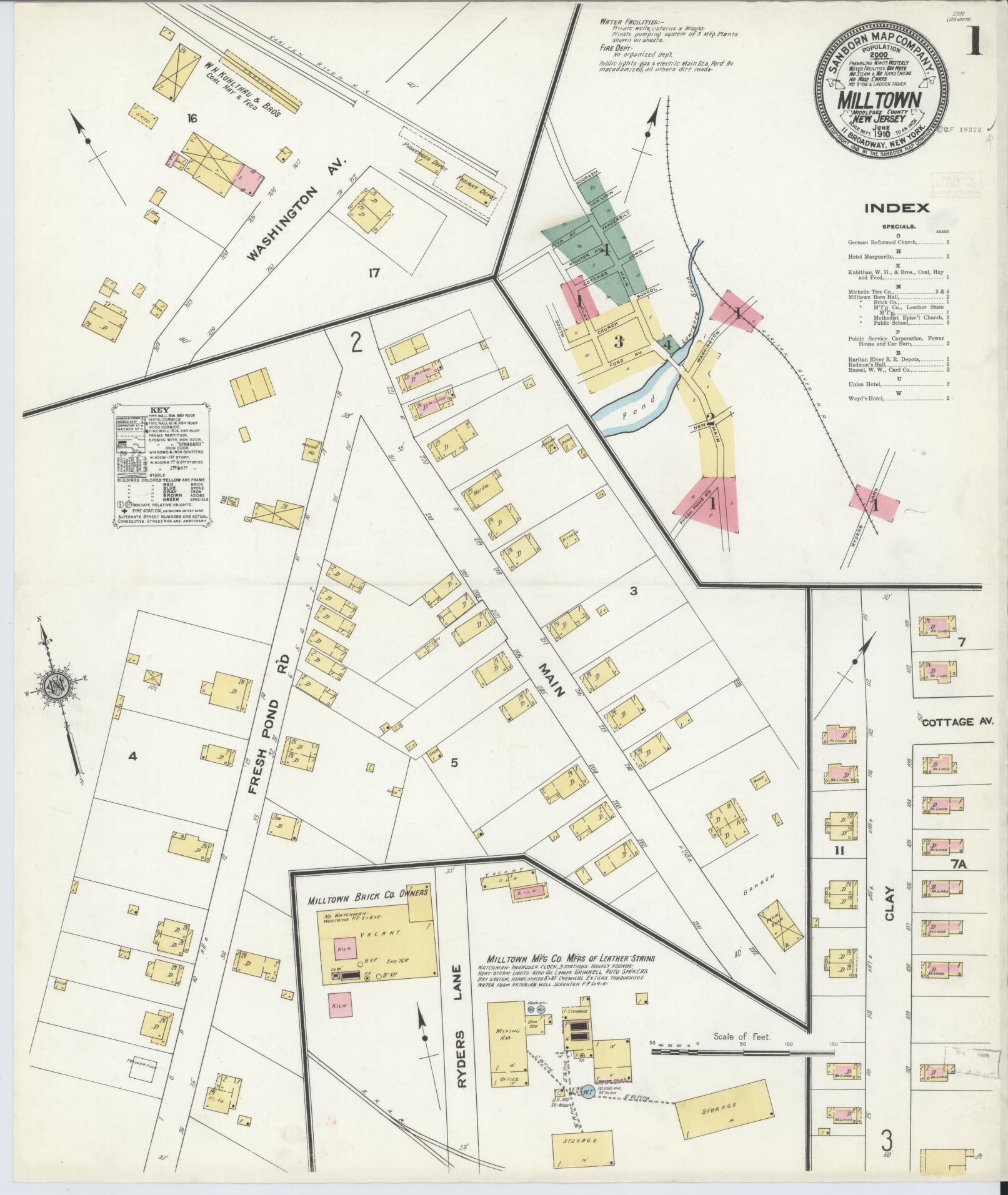 Sanborn Fire Insurance Map from Milltown, Middlesex County, New Jersey. (1910) – Historic Sanborn Fire Insurance Map Print