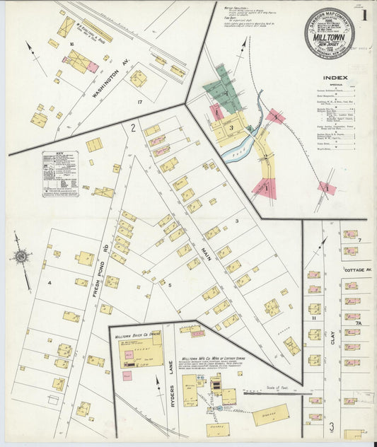 Sanborn Fire Insurance Map from Milltown, Middlesex County, New Jersey. (1910) – Historic Sanborn Fire Insurance Map Print