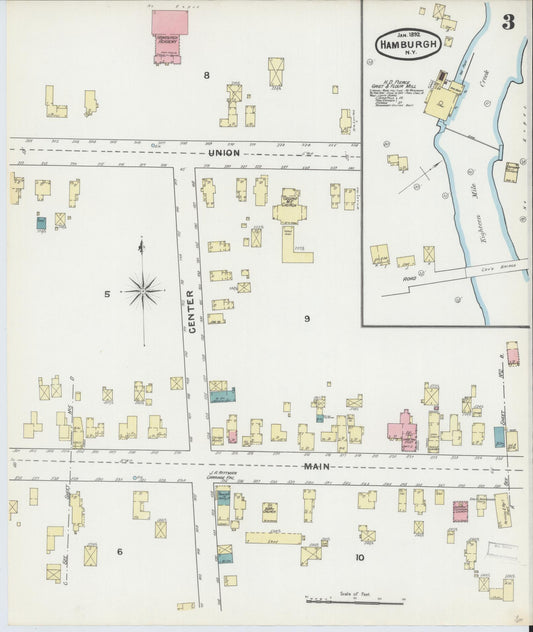 Sanborn Fire Insurance Map from Hamburg, Erie County, New York (1892), Sheet #0003 - Historic Sanborn Fire Insurance Map Print, vintage old map wall art, antique decor, genealogy gift, New York New York map