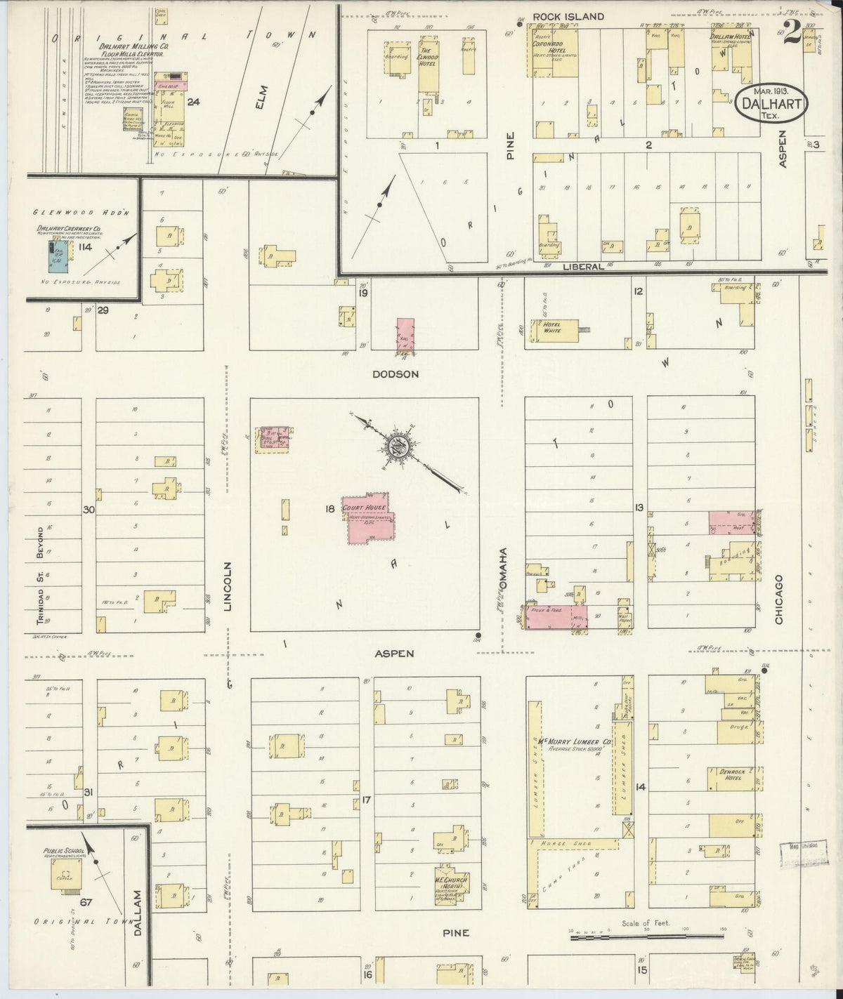 Sanborn Fire Insurance Map from Dalhart, Dallam And Hartley County, Texas (1913), Sheet #0002 - Complete Map Set gallery image, historic Sanborn map, vintage wall art, Texas Texas