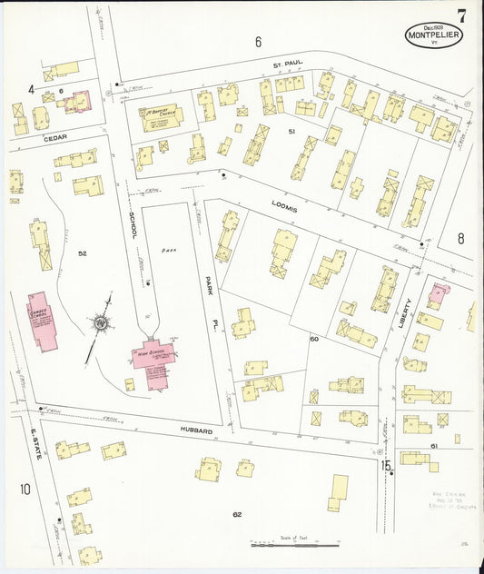 Sanborn Fire Insurance Map from Montpelier, Washington County, Vermont (1909), Sheet #0007 - Historic Sanborn Fire Insurance Map Print, vintage old map wall art, antique decor, genealogy gift, Vermont Vermont map