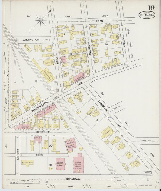 Sanborn Fire Insurance Map from Chelsea, Suffolk County, Massachusetts (1889), Sheet #0019 - Historic Sanborn Fire Insurance Map Print, vintage old map wall art, antique decor, genealogy gift, Massachusetts Massachusetts map