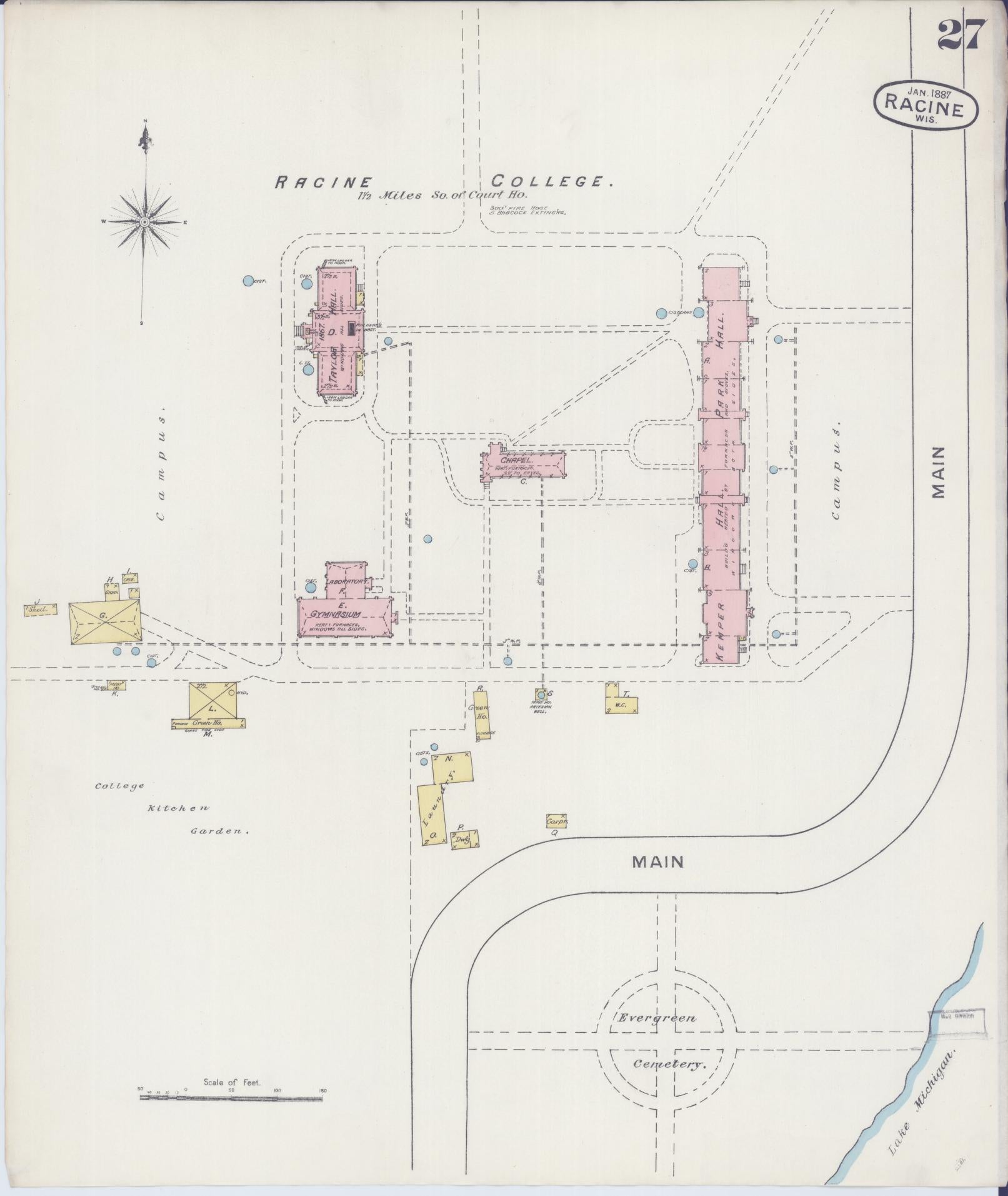 Sanborn Fire Insurance Map from Racine, Racine County, Wisconsin (1887), Sheet #0027 - Complete Map Set gallery image, historic Sanborn map, vintage wall art, Wisconsin Wisconsin