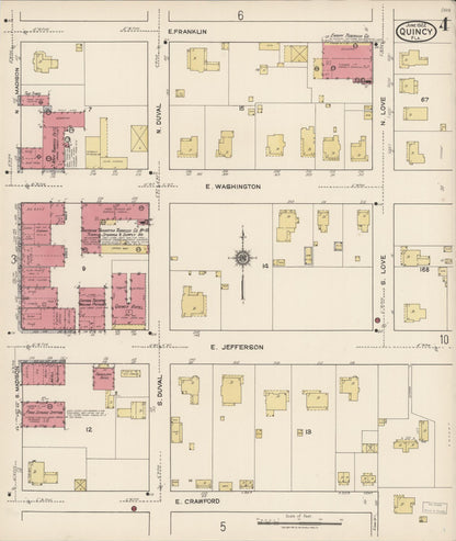 Sanborn Fire Insurance Map from Quincy, Gadsden County, Florida (1922), Sheet #0004 - Complete Map Set gallery image, historic Sanborn map, vintage wall art, Florida Florida
