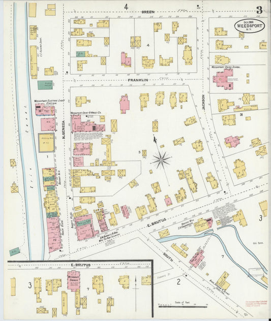 Sanborn Fire Insurance Map from Weedsport, Cayuga County, New York (1906), Sheet #0003 - Historic Sanborn Fire Insurance Map Print, vintage old map wall art, antique decor, genealogy gift, New York New York map