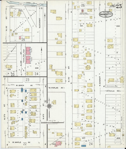 Sanborn Fire Insurance Map from Arkansas City, Cowley County, Kansas (1920), Sheet #0025 - Complete Map Set gallery image, historic Sanborn map, vintage wall art, Kansas Kansas