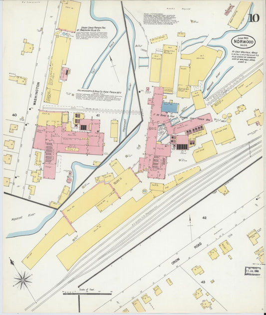 Sanborn Fire Insurance Map from Norwood, Norfolk County, Massachusetts (1903), Sheet #0010 - Historic Sanborn Fire Insurance Map Print, vintage old map wall art, antique decor, genealogy gift, Massachusetts Massachusetts map