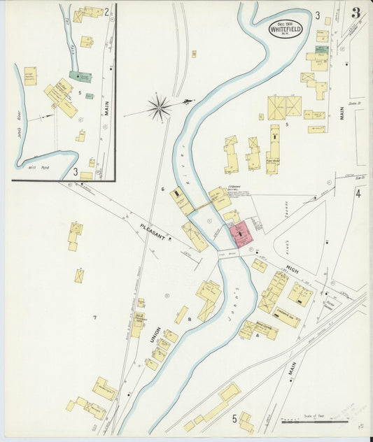Sanborn Fire Insurance Map from Whitefield, Coos County, New Hampshire (1908), Sheet #0003 - Historic Sanborn Fire Insurance Map Print, vintage old map wall art, antique decor, genealogy gift, New Hampshire New Hampshire map