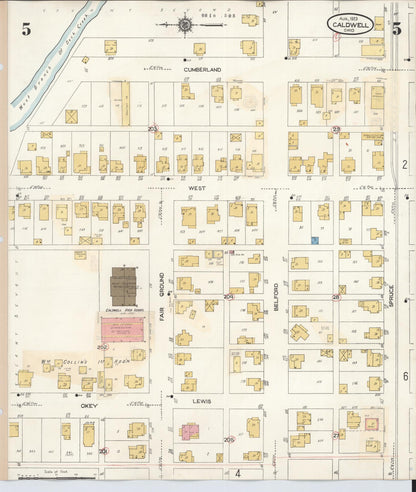 Sanborn Fire Insurance Map from Caldwell, Noble County, Ohio (1932), Sheet #0005 - Historic Sanborn Fire Insurance Map Print, vintage old map wall art, antique decor, genealogy gift, Ohio Ohio map
