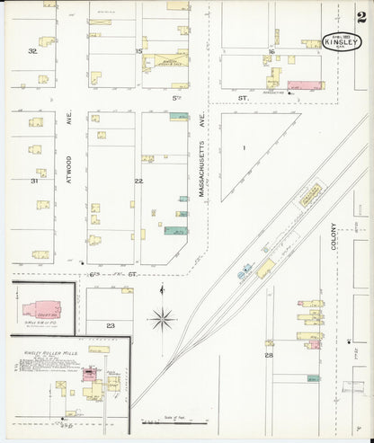 Sanborn Fire Insurance Map from Kinsley, Edwards County, Kansas (1893), Sheet #0002 - Complete Map Set gallery image, historic Sanborn map, vintage wall art, Kansas Kansas