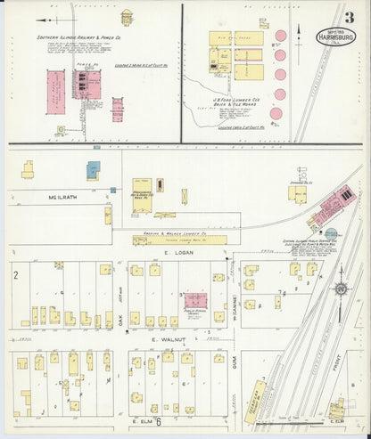 Sanborn Fire Insurance Map from Harrisburg, Saline County, Illinois (1913), Sheet #0003 - Historic Sanborn Fire Insurance Map Print, vintage old map wall art, antique decor, genealogy gift, Illinois Illinois map
