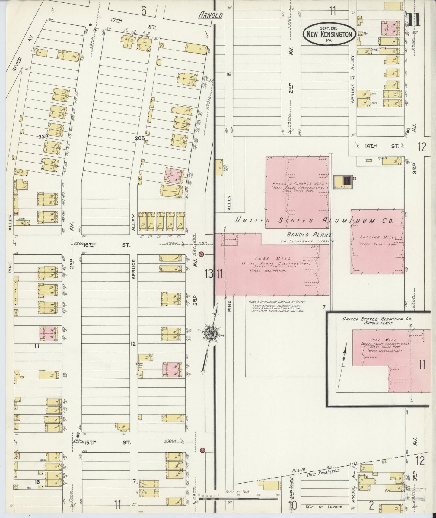 Sanborn Fire Insurance Map from New Kensington, Westmoreland County, Pennsylvania (1915), Sheet #0011 - Complete Map Set gallery image, historic Sanborn map, vintage wall art, Pennsylvania Pennsylvania