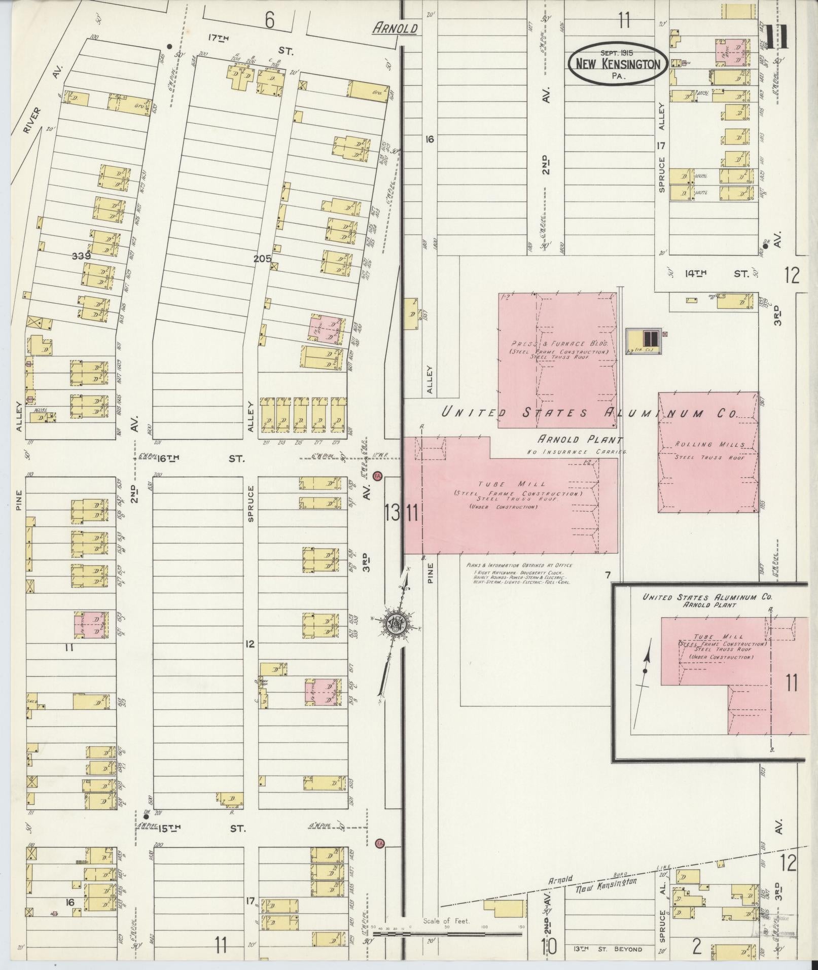 Sanborn Fire Insurance Map from New Kensington, Westmoreland County, Pennsylvania (1915), Sheet #0011 - Complete Map Set gallery image, historic Sanborn map, vintage wall art, Pennsylvania Pennsylvania