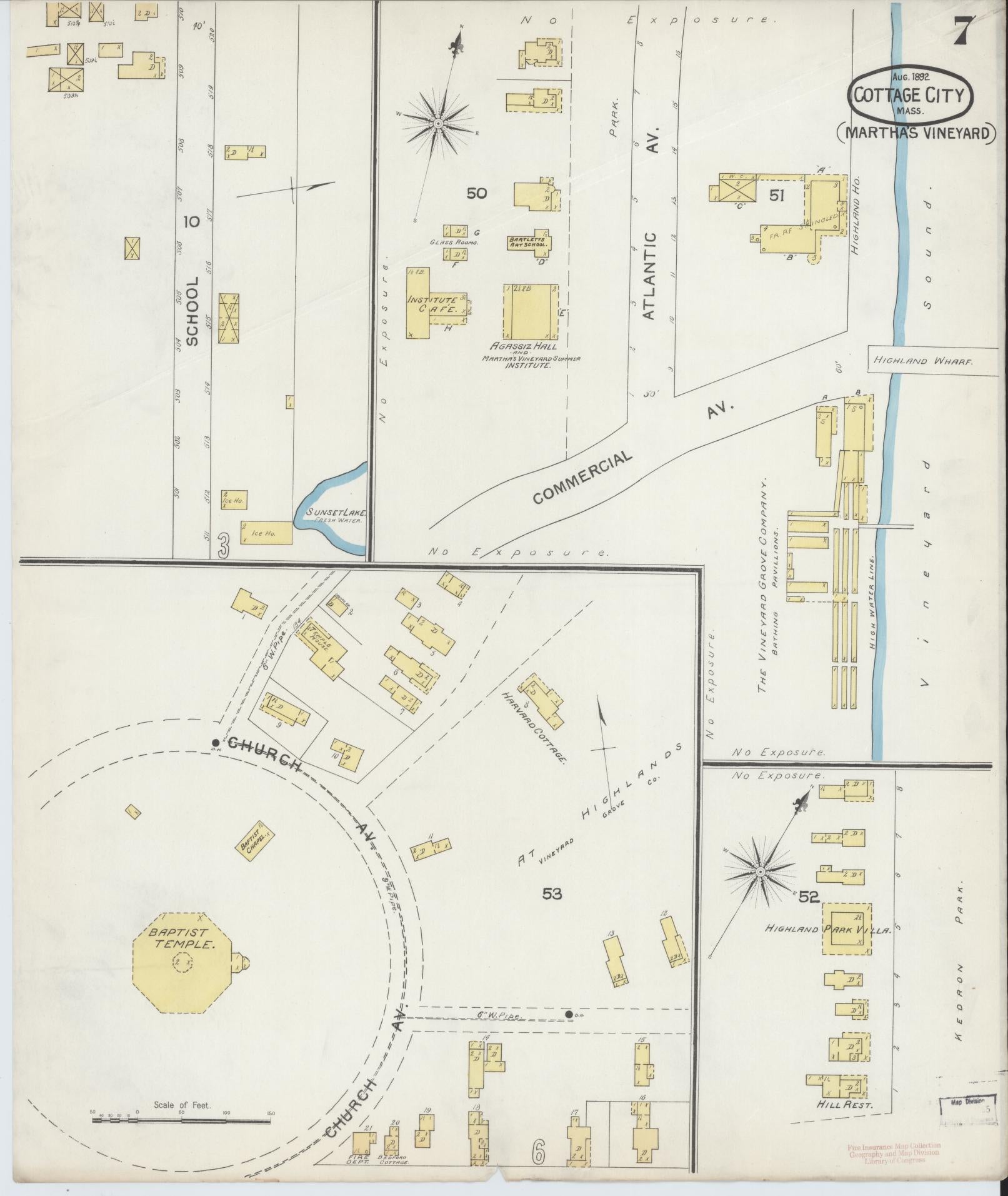 Sanborn Fire Insurance Map from Cottage City, Dukes County, Massachusetts (1892), Sheet #0007 - Complete Map Set gallery image, historic Sanborn map, vintage wall art, Massachusetts Massachusetts
