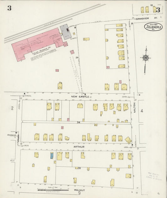 Sanborn Fire Insurance Map from Zelienople, Butler County, Pennsylvania (1925), Sheet #0003 - Historic Sanborn Fire Insurance Map Print, vintage old map wall art, antique decor, genealogy gift, Pennsylvania Pennsylvania map