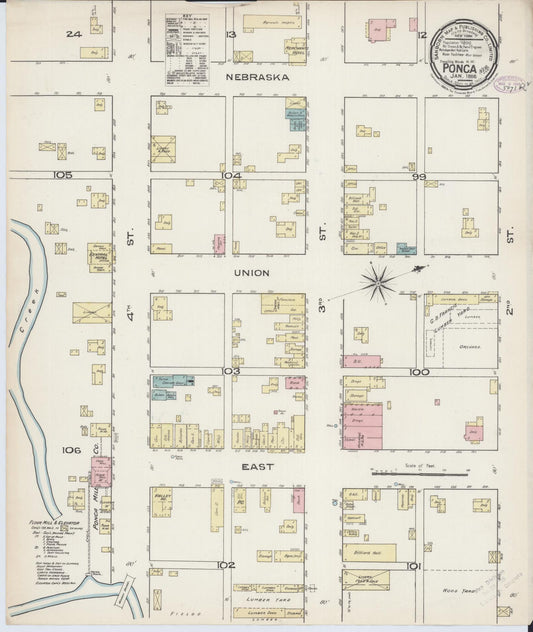 Sanborn Fire Insurance Map from Ponca, Dixon County, Nebraska (1886), Sheet #0001 - Historic Sanborn Fire Insurance Map Print, vintage old map wall art, antique decor, genealogy gift, Nebraska Nebraska map