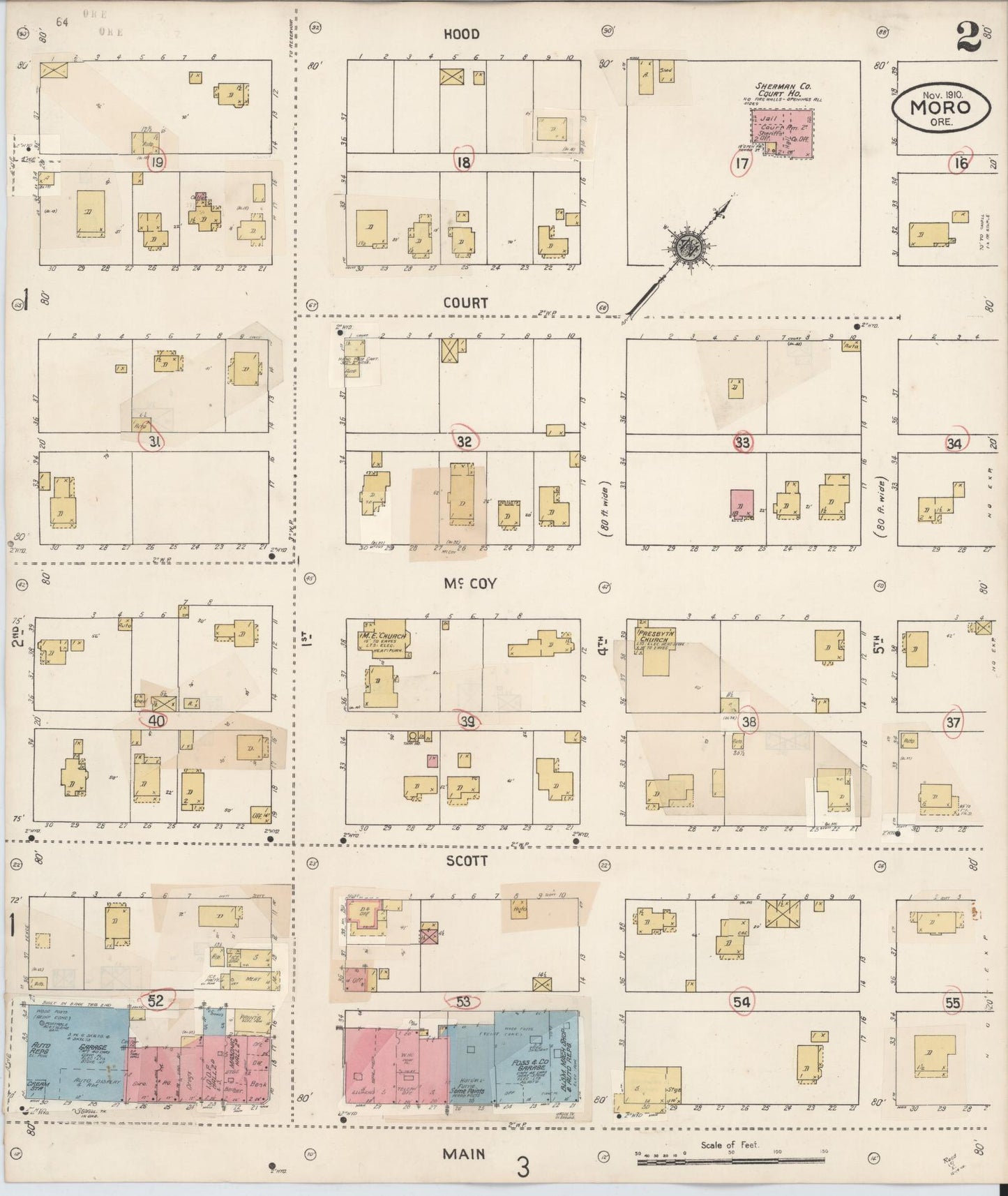 Sanborn Fire Insurance Map from Moro, Sherman County, Oregon (1931), Sheet #0002 - Complete Map Set gallery image, historic Sanborn map, vintage wall art, Oregon Oregon