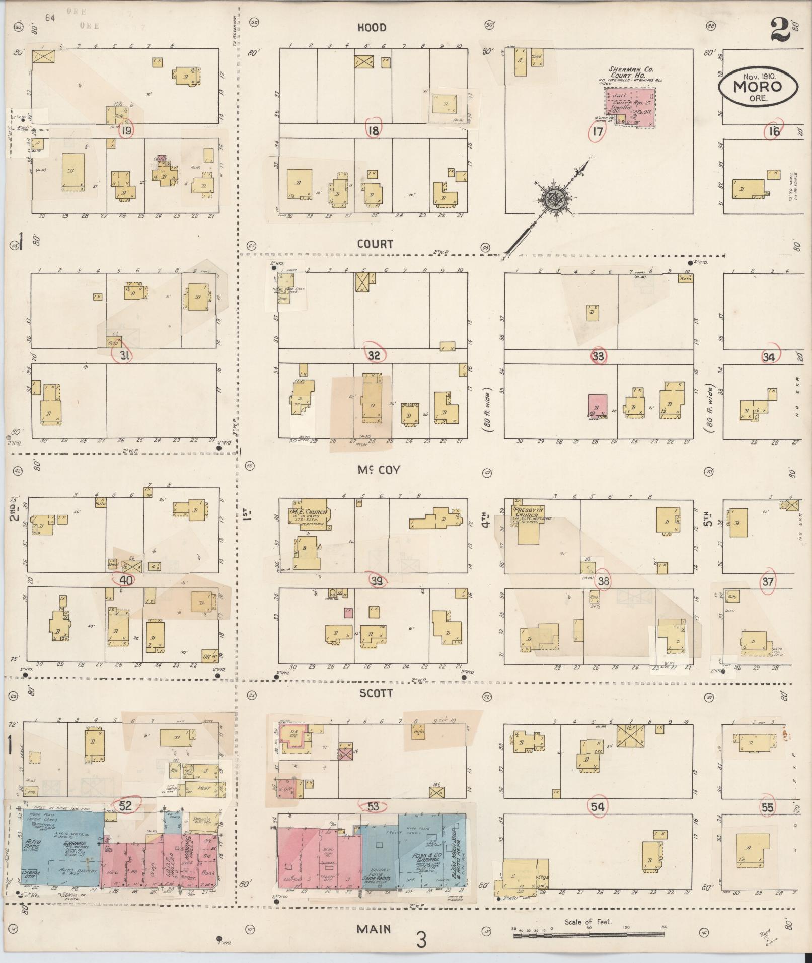 Sanborn Fire Insurance Map from Moro, Sherman County, Oregon (1931), Sheet #0002 - Complete Map Set gallery image, historic Sanborn map, vintage wall art, Oregon Oregon
