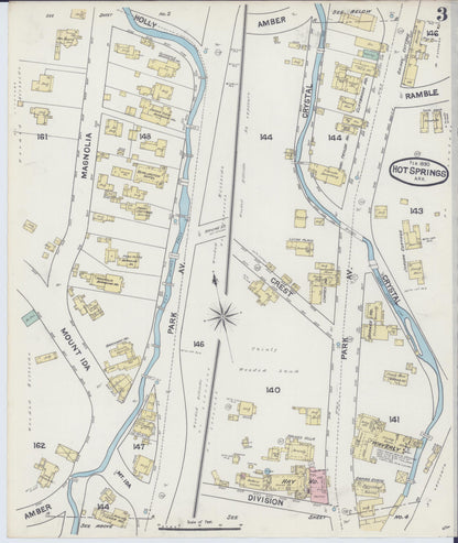 Sanborn Fire Insurance Map from Hot Springs, Garland County, Arkansas (1890), Sheet #0003 - Complete Map Set gallery image, historic Sanborn map, vintage wall art, Arkansas Arkansas