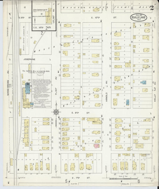 Sanborn Fire Insurance Map from Devils Lake, Ramsey County, North Dakota (1914), Sheet #0002 - Historic Sanborn Fire Insurance Map Print, vintage old map wall art, antique decor, genealogy gift, North Dakota North Dakota map