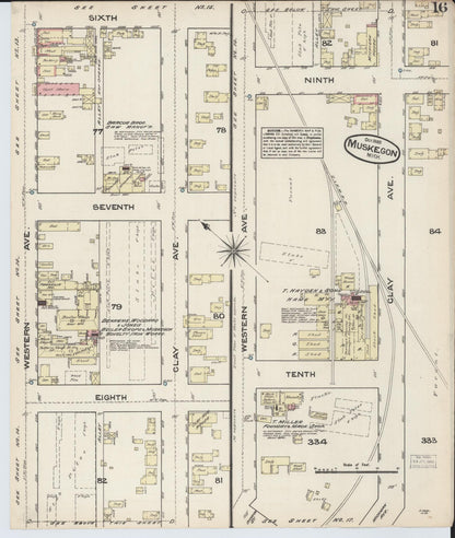 Sanborn Fire Insurance Map from Muskegon, Muskegon County, Michigan (1883), Sheet #0016 - Complete Map Set gallery image, historic Sanborn map, vintage wall art, Michigan Michigan
