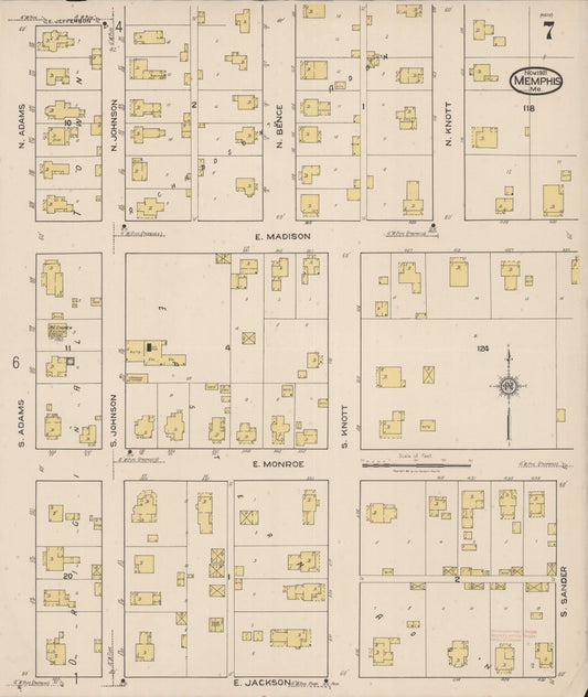 Sanborn Fire Insurance Map from Memphis, Scotland County, Missouri (1921), Sheet #0007 - Historic Sanborn Fire Insurance Map Print, vintage old map wall art, antique decor, genealogy gift, Missouri Missouri map